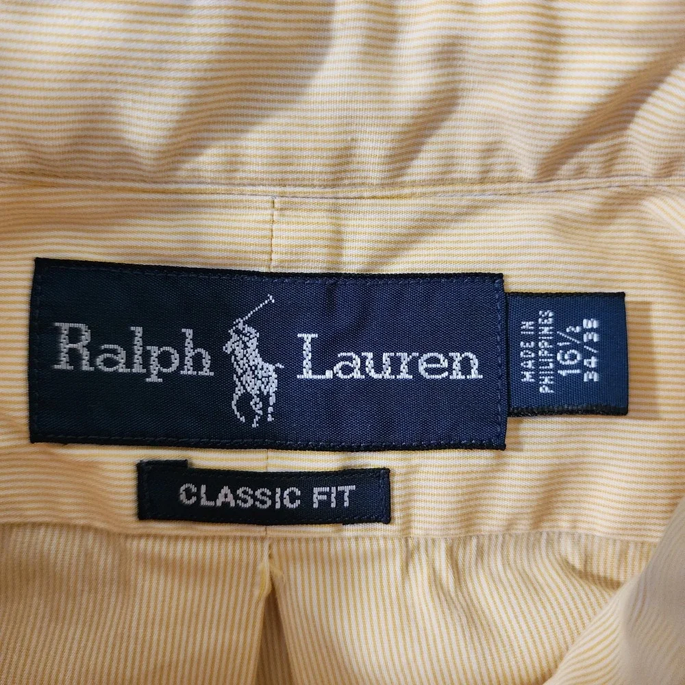 Ralph Lauren Long Sleeve Men's Button Down Shirt‎ Yellow 16 1/2 Size 34/35